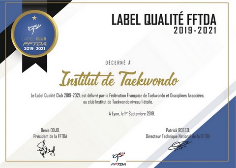 Label FFTDA Institut Taekwondo Label FFTDA